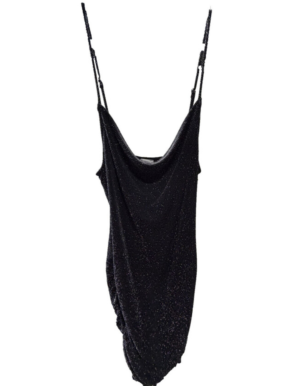 By Together Womens Black Shimmer Adjustable Ruched Tie Side Dress M Made in USA